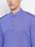 Vastramay Men's Purple Cotton Blend Kurta and White Dhoti Set